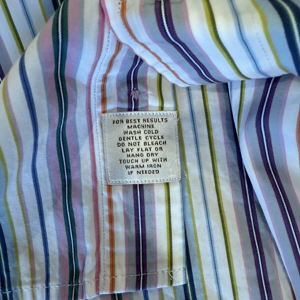 Peter Millar Pastel Stripe Button Up Shirt Mens Sz Large L Pink Blue Green - Picture 3 of 4